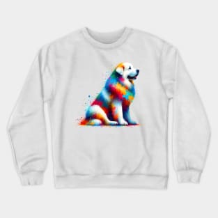 Colorful Abstract Great Pyrenees in Splash Paint Style Crewneck Sweatshirt